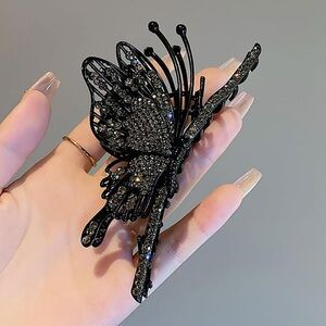 Rhinestone Black Butterfly Hair Claw Hair Accessory